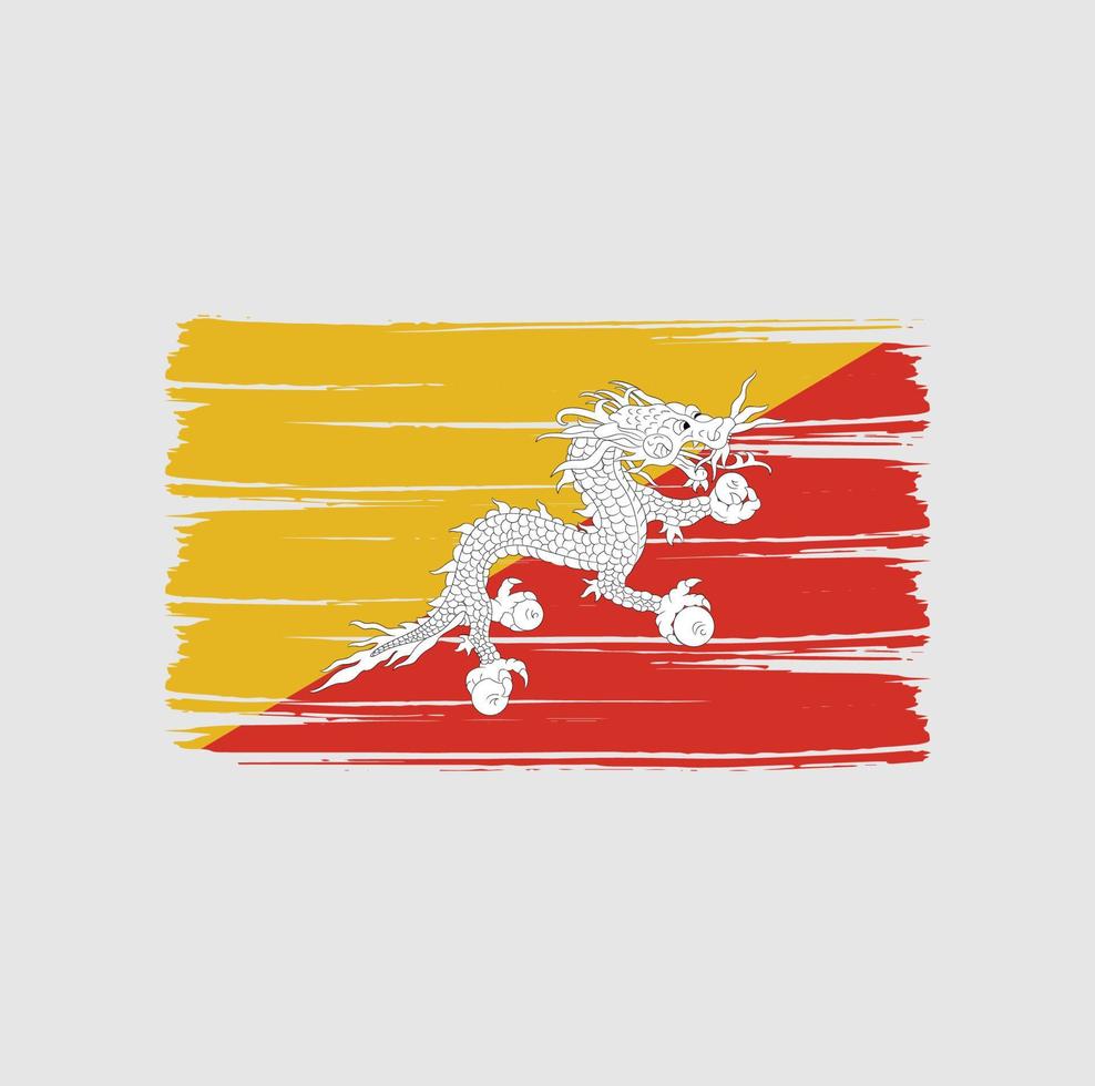 Bhutan Flag Brush Strokes. National Flag vector