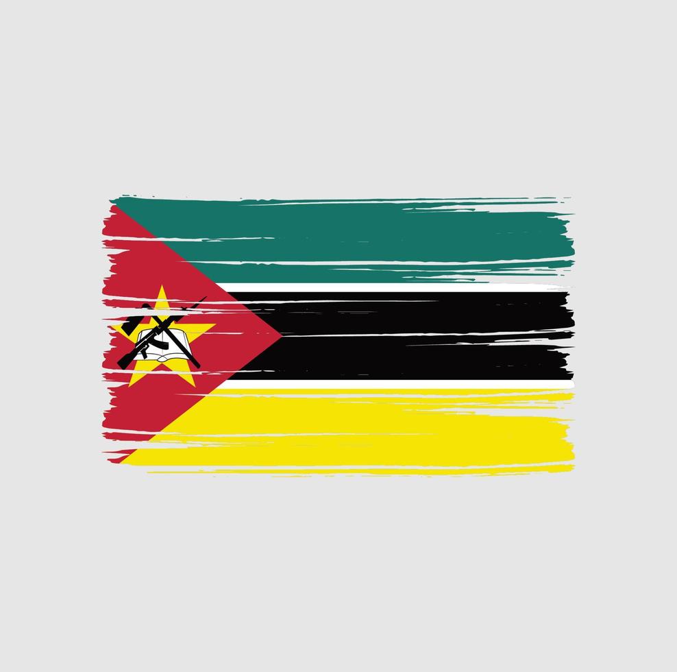 trazos de pincel de bandera de mozambique. bandera nacional vector