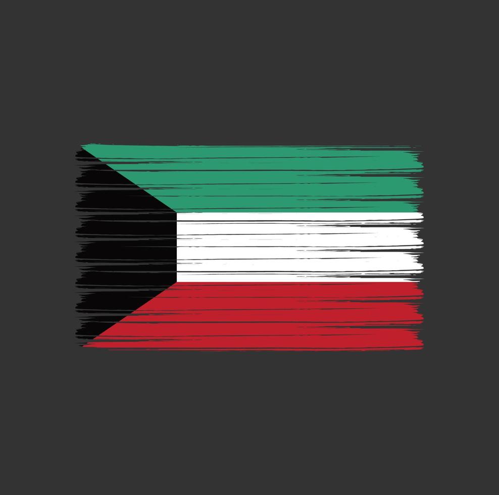 trazos de pincel de la bandera de kuwait. bandera nacional vector