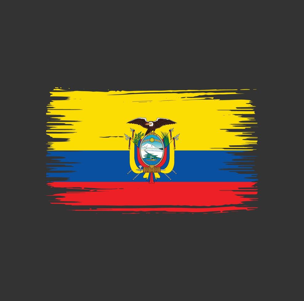 diseño de pincel de bandera de ecuador. bandera nacional vector