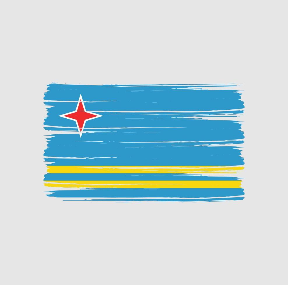 trazos de pincel de la bandera de aruba. bandera nacional vector