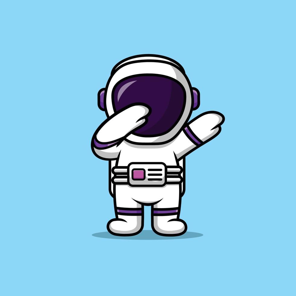 ilustración de icono de vector de dibujos animados de astronauta lindo dabbing. concepto de icono de fiesta científica aislado vector premium. estilo de dibujos animados plana