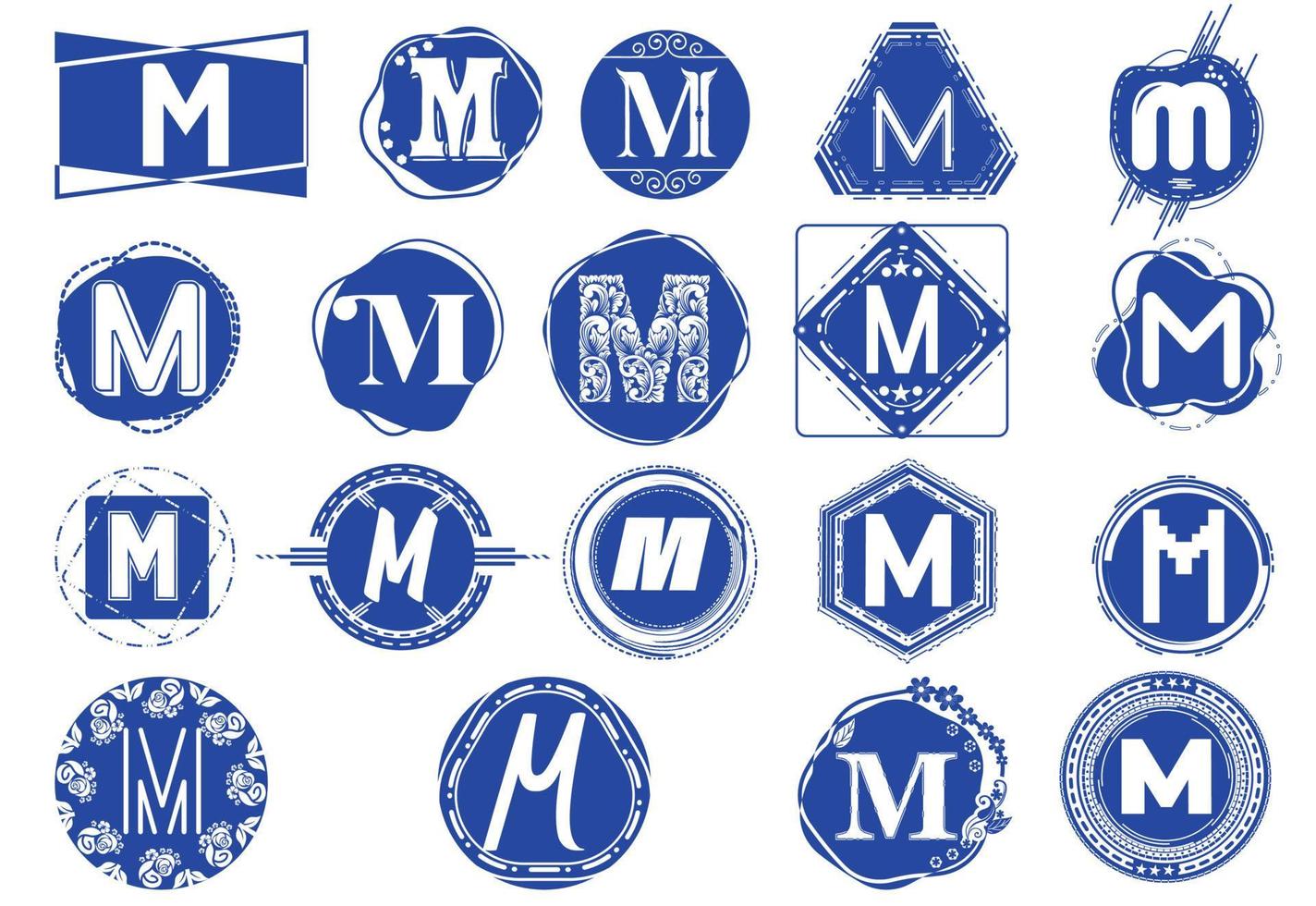 Creative M letter logo and icon design template bundle vector