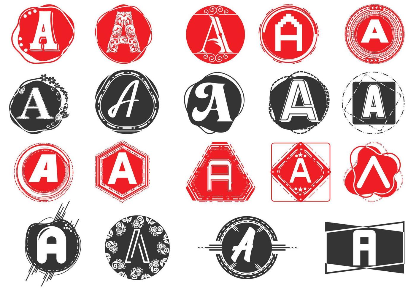 Creative A letter logo and icon design template bundle vector