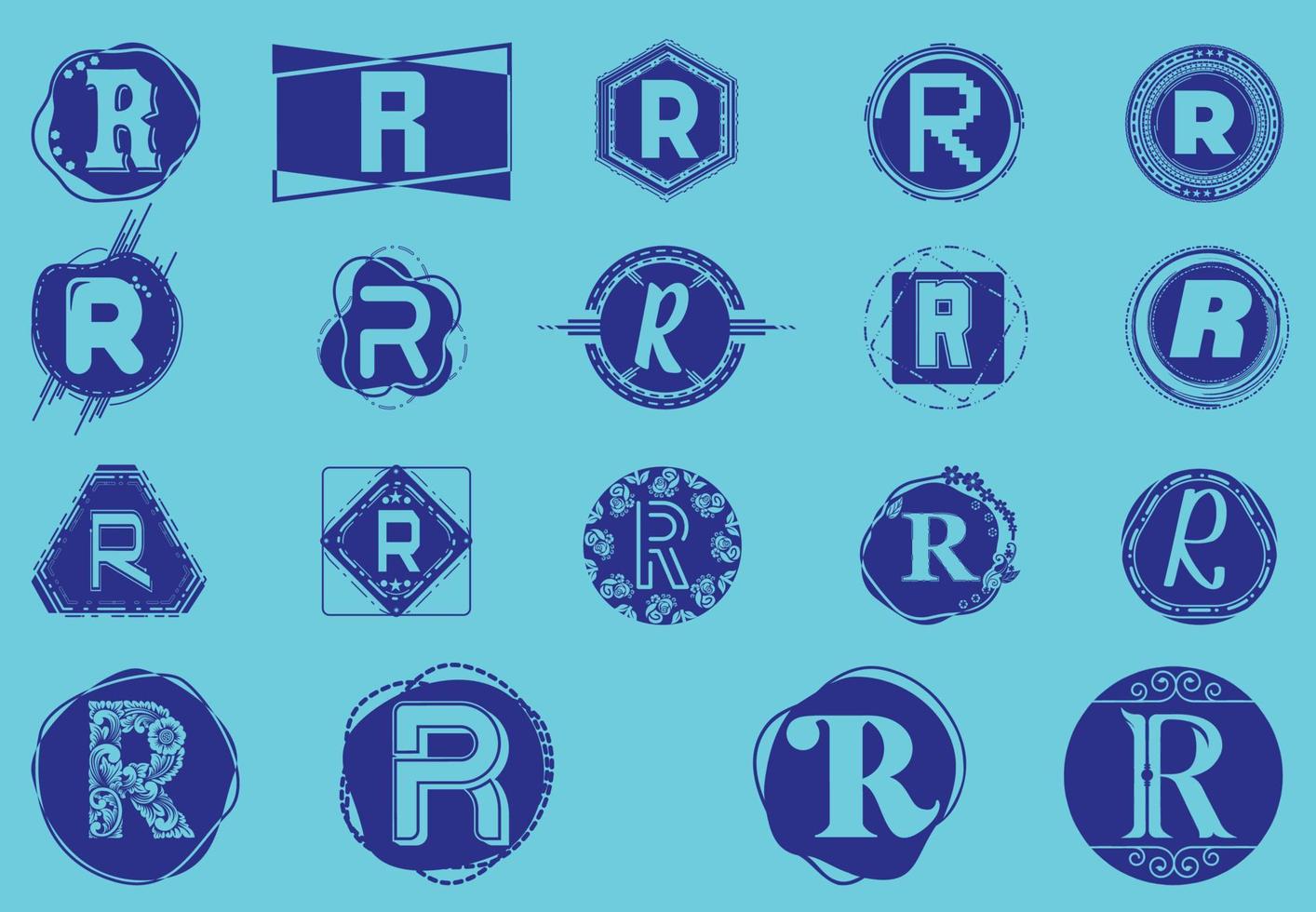 paquete creativo de plantillas de diseño de iconos y logotipos de letras r vector