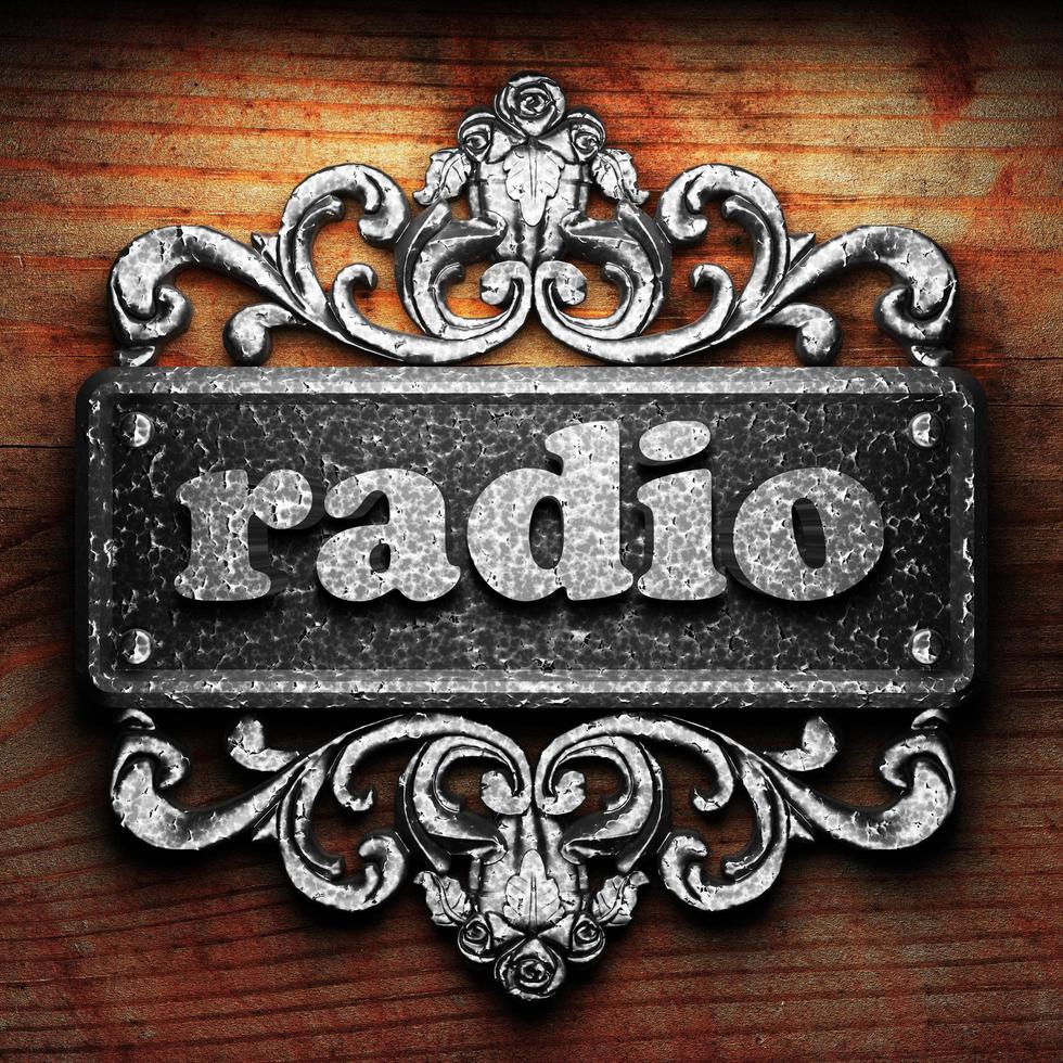 radio word of iron on wooden background photo