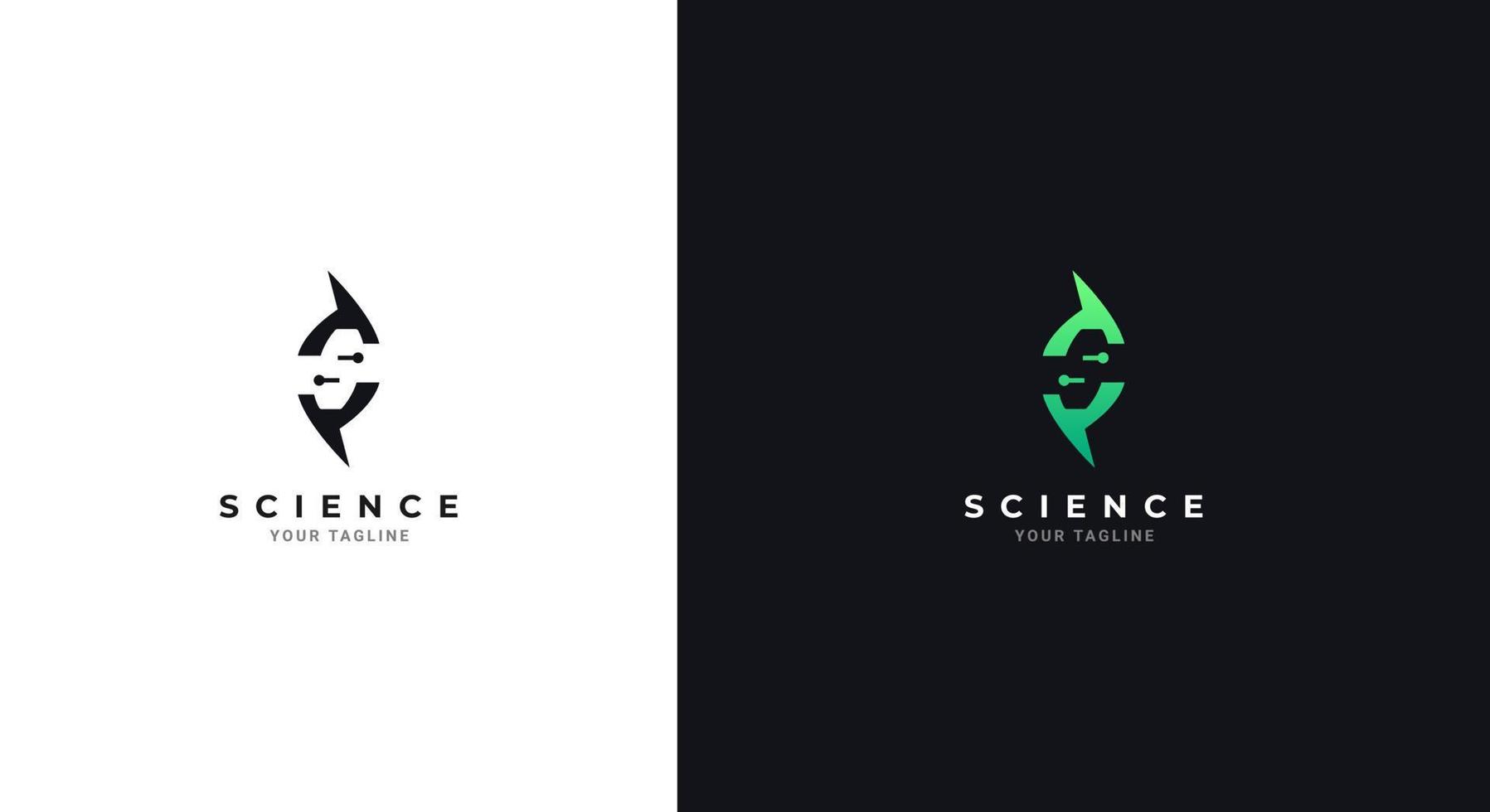 logotipo de adn y letra s para símbolo de icono de tecnología científica vector