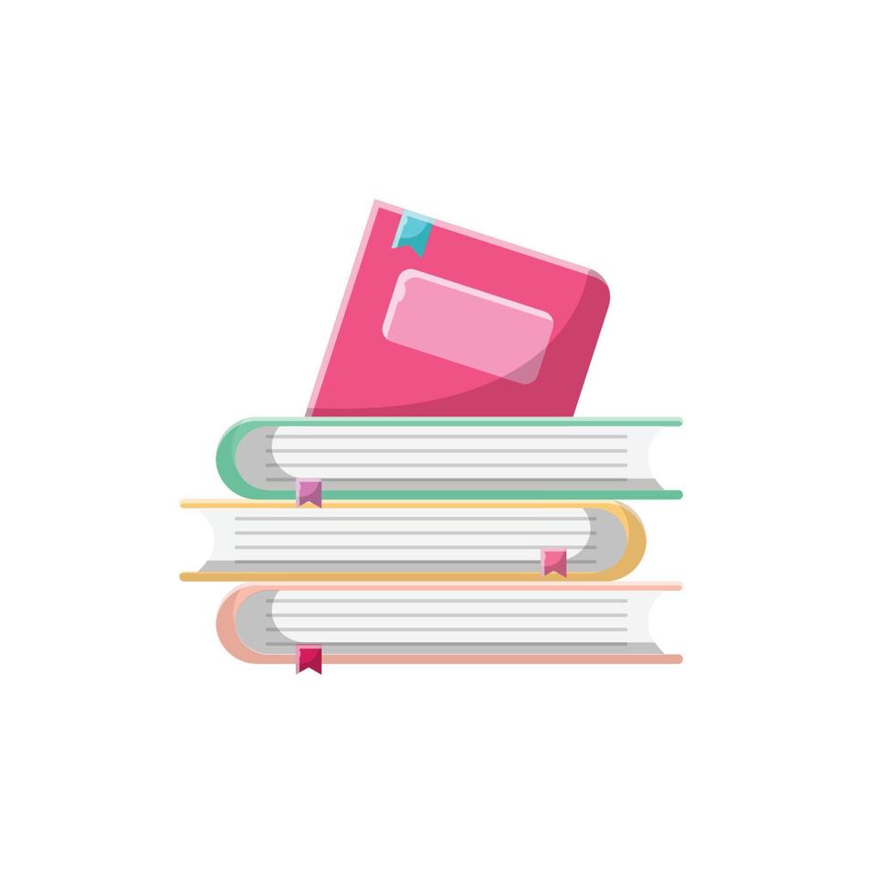 Pile of Books Flat Illustration. Clean Icon Design Element on Isolated White Background vector