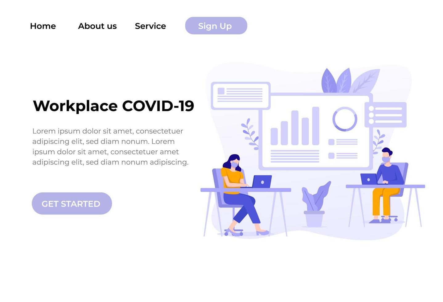 Business office people keep social distancing meeting room. Stop covid-19 coronavirus. New normal lifestyle in job vector