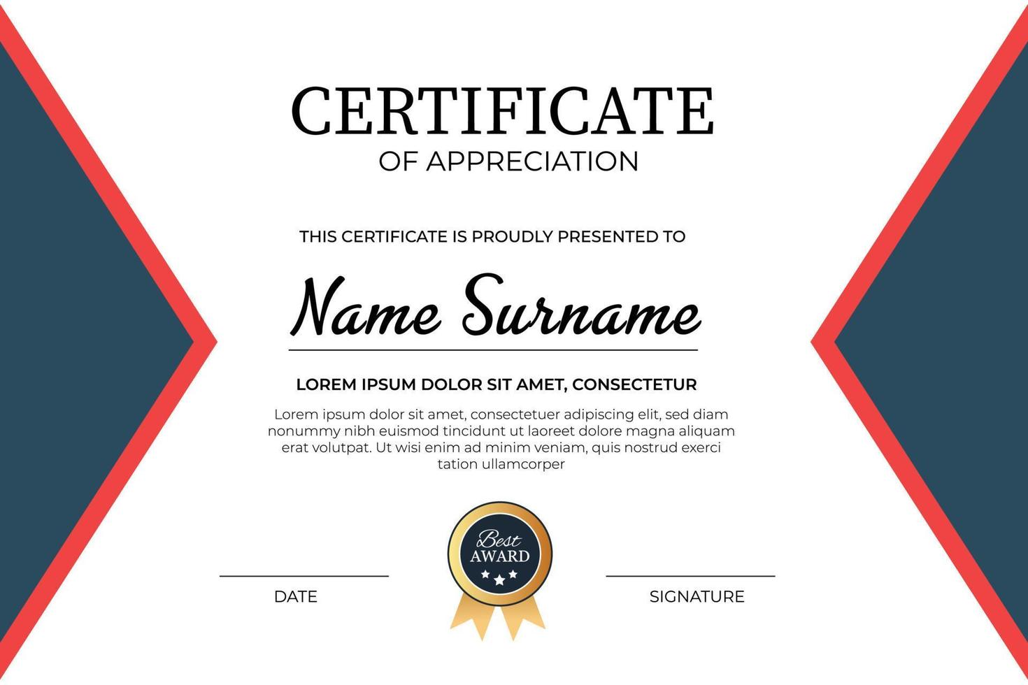 Creative Certificate of Achievement Award Template vector
