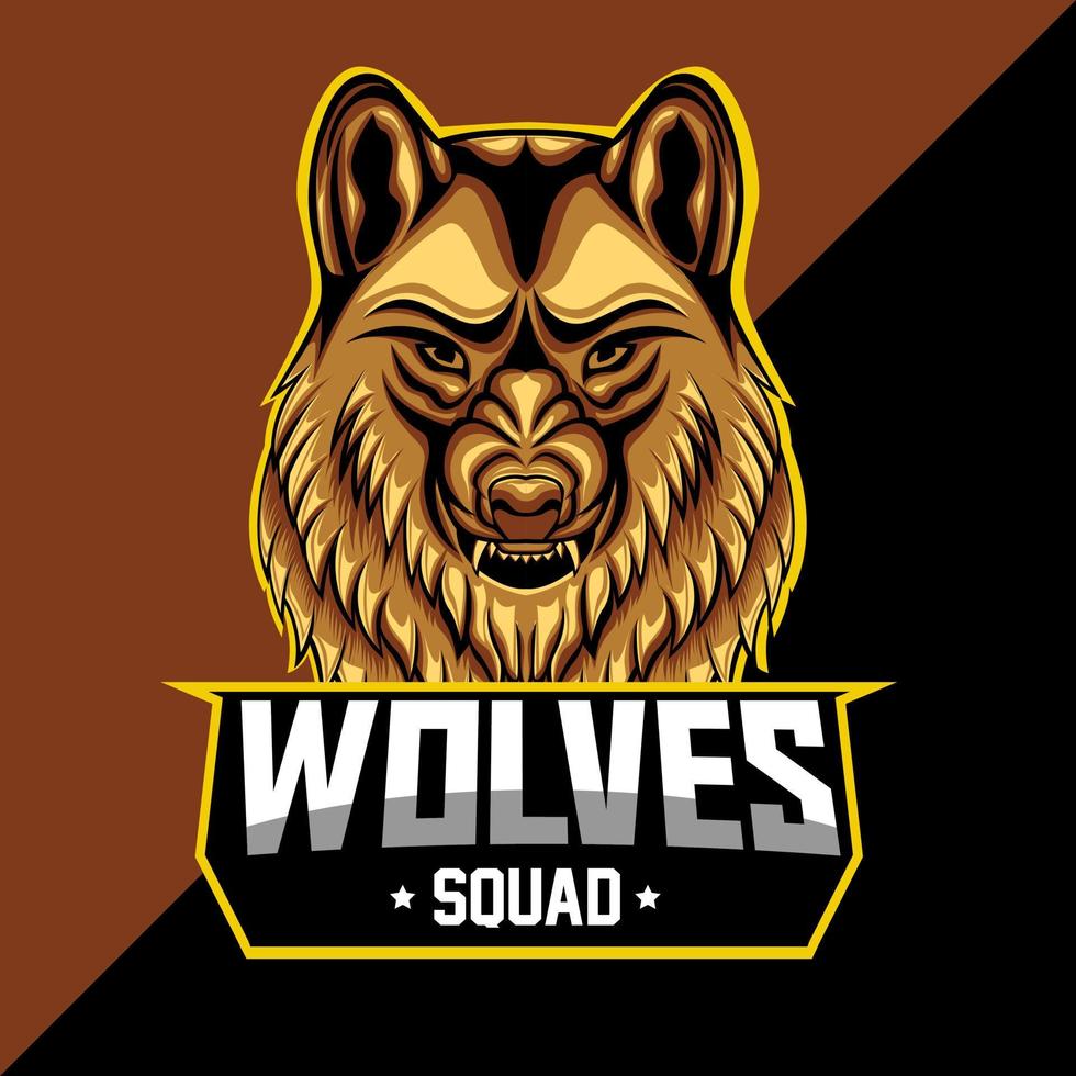 Wolf mascot logo design for esport and sport team or business, brand. vector