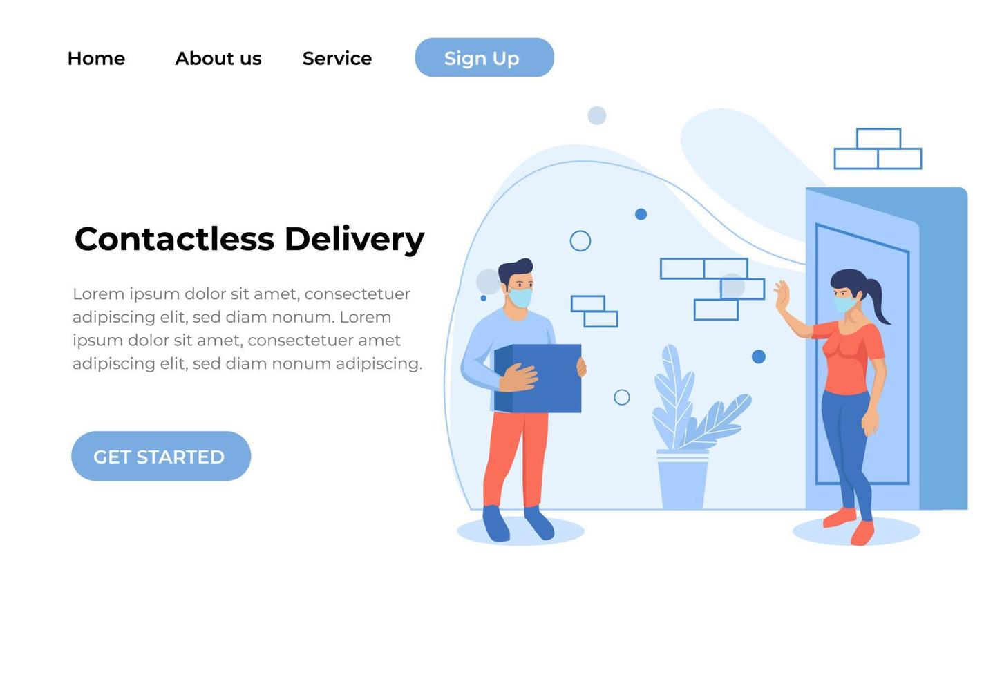 Modern flat design concept Illustration of Contactless Delivery Landing page vector