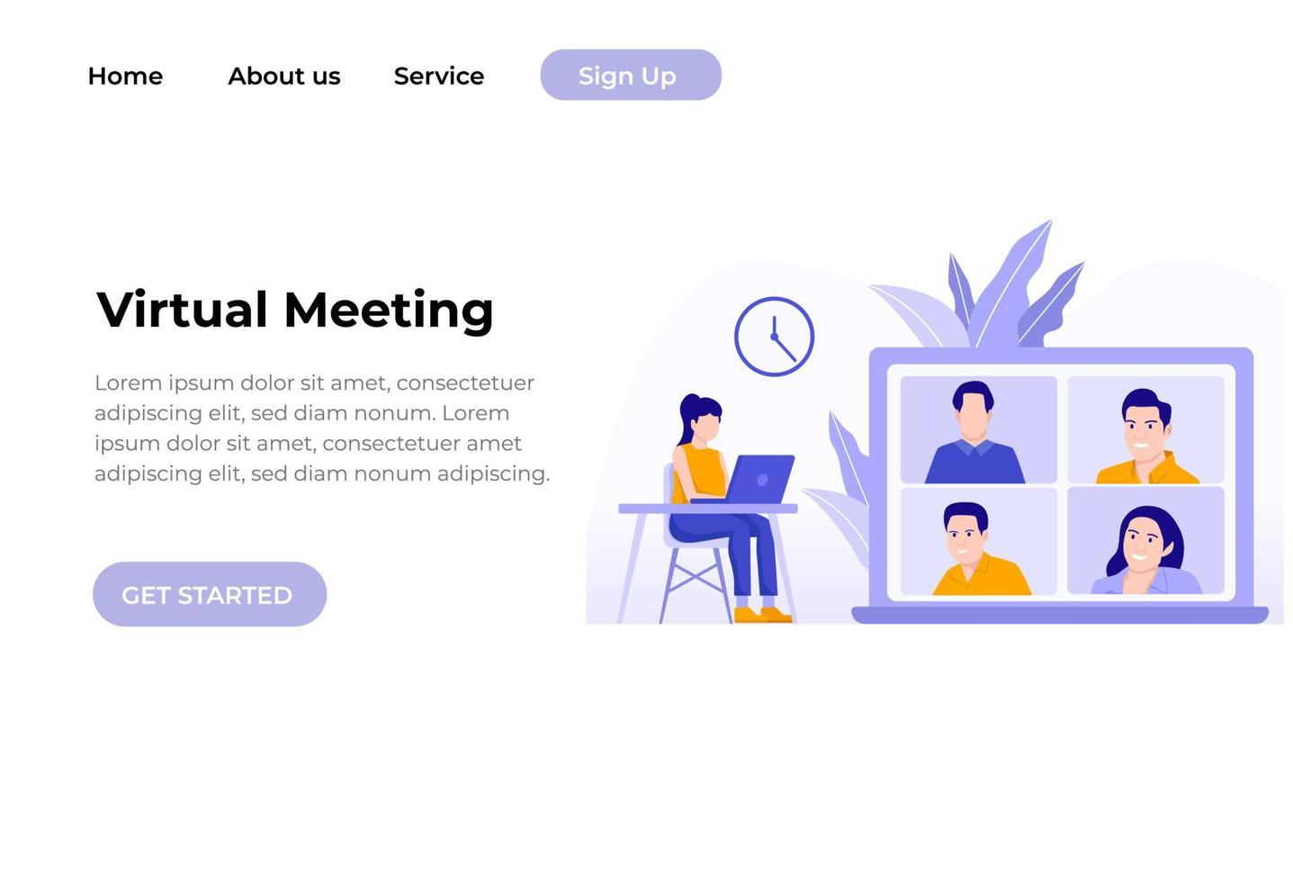 Online Virtual Meetings, Work from Home WFH During Coronavirus COVID-19 Pandemic Outbreak. Teleconference TV Video Conference Webinars or Remote Working. Enterprise Web Cloud Service Software Concept vector
