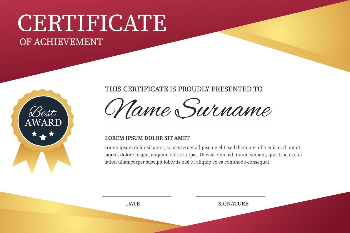 Creative Certificate of Achievement Award Template vector