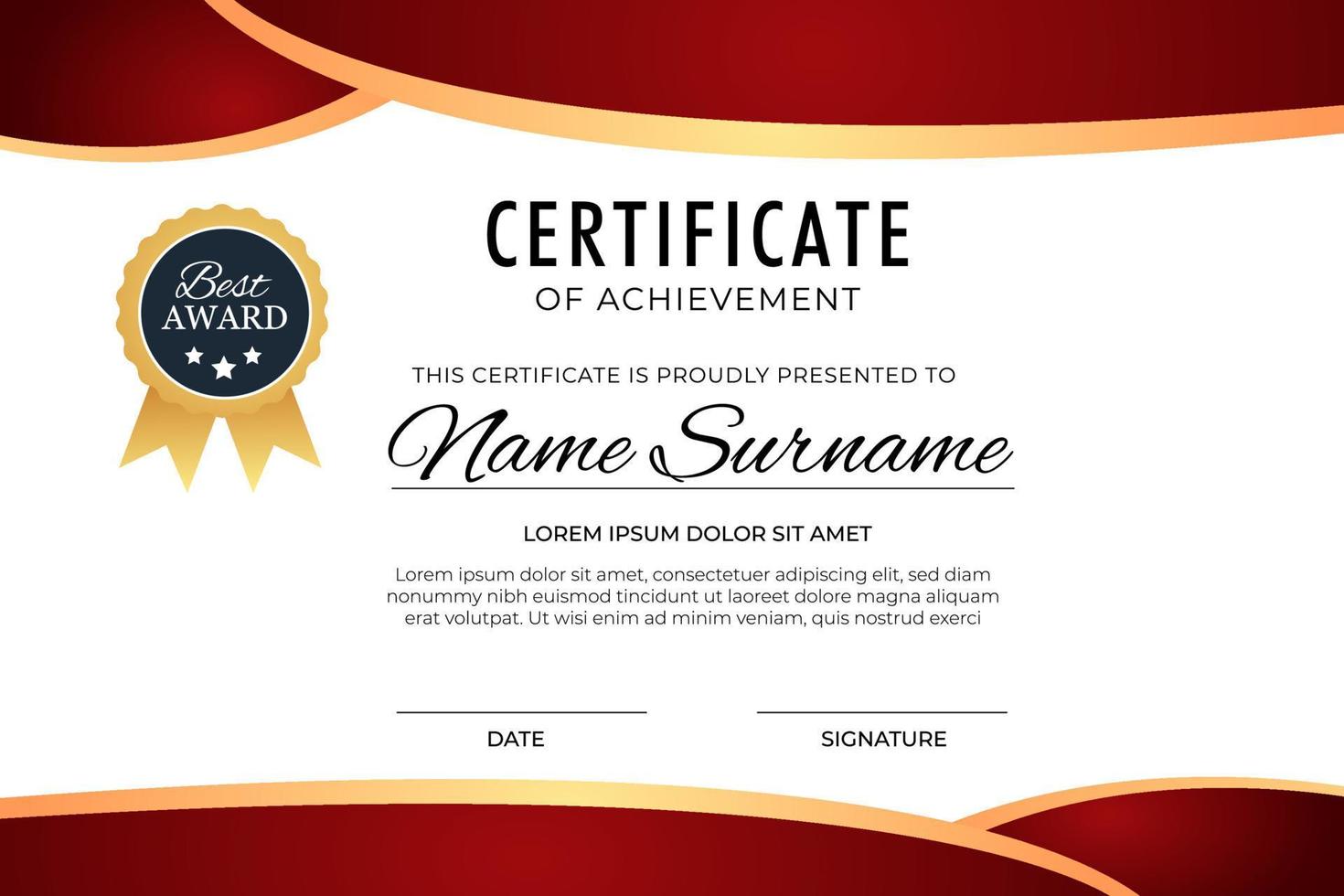 Creative Certificate of Achievement Award Template vector