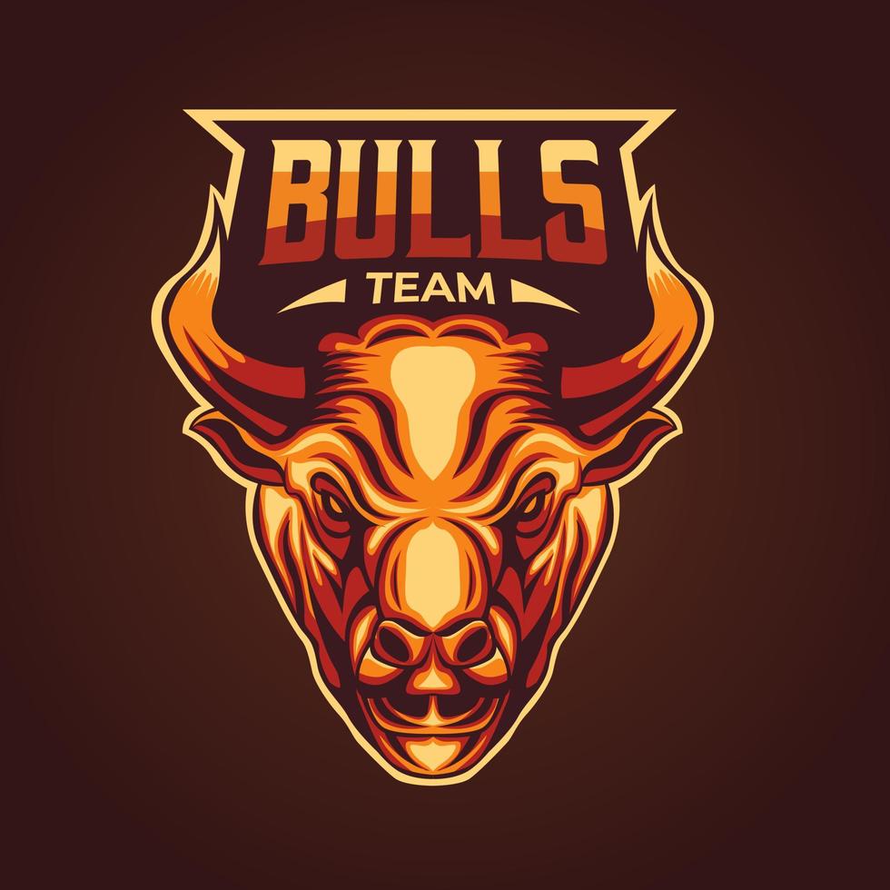 Bull head mascot logo template for esport and sport team or business, brand vector