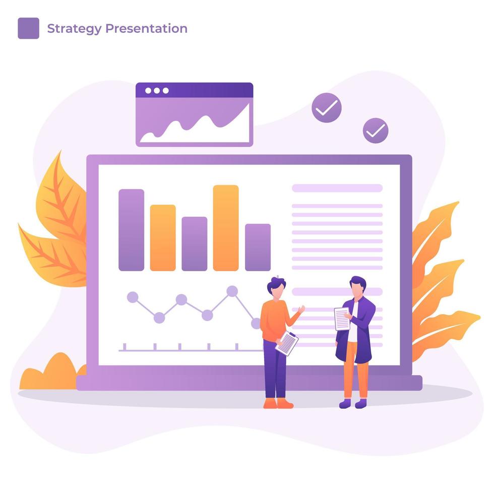 vector illustration of businessman studying the infographic, the analysis of the evolutionary scale