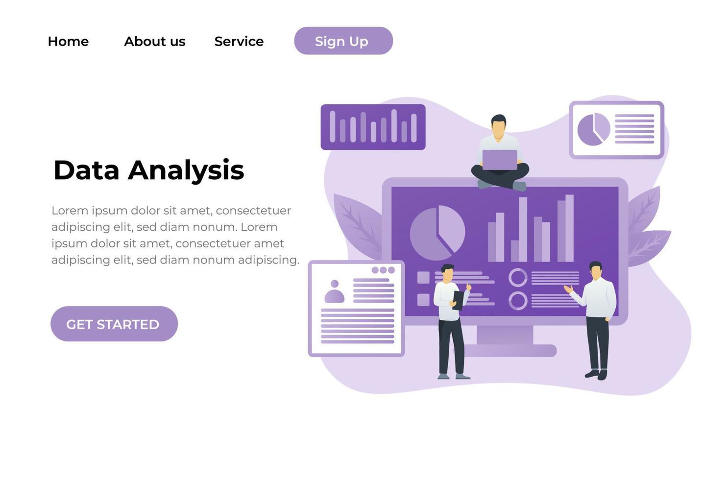 Modern flat design concept Illustration of Data Analysis Landing page. Vector illustration