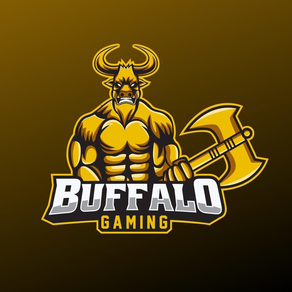 Buffalo mascot and esport logo design. easy to edit and customize vector