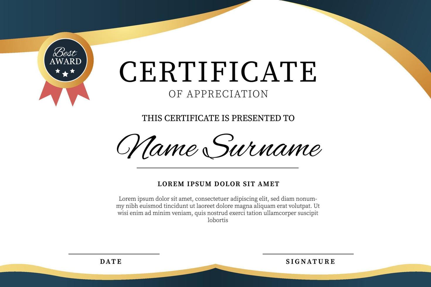 Creative Certificate of Achievement Award Template vector