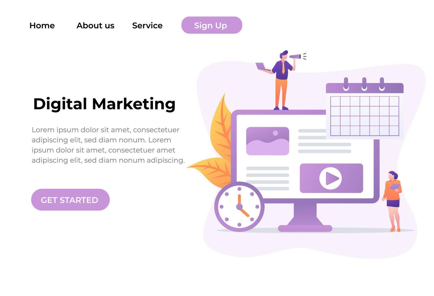 Modern flat design concept Illustration of Digital Marketing Landing page. Vector illustration