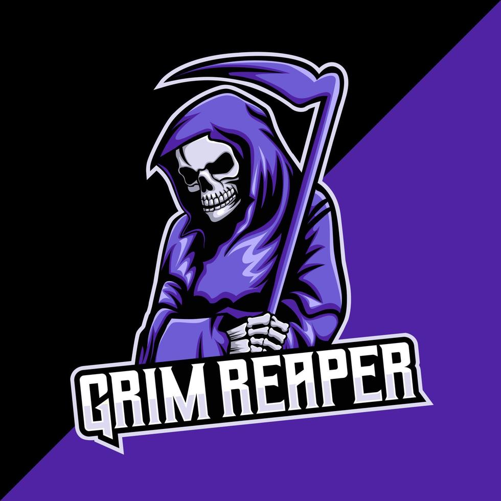 plantilla de logotipo de esport y mascota de Grim Reaper. fácil de editar y personalizar vector