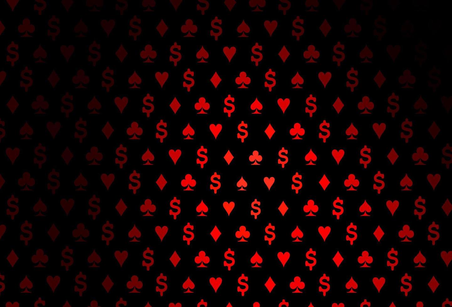 Dark red vector background with cards signs.