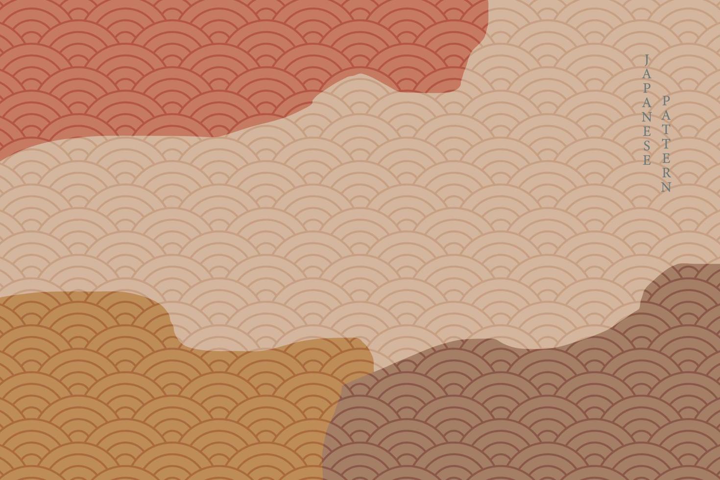 abstract wavy style background with japanese pattern vector