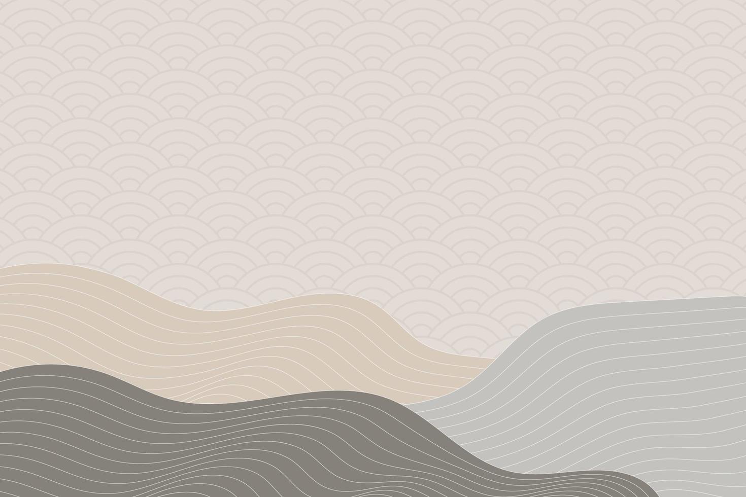 abstract wave style background with geometric japanese pattern and wavy striped lines vector