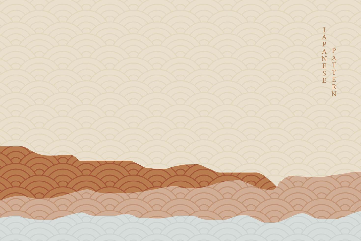abstract wavy style background with japanese pattern vector