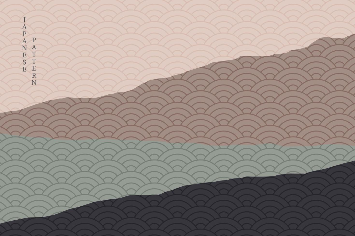 abstract wavy style background with japanese pattern vector