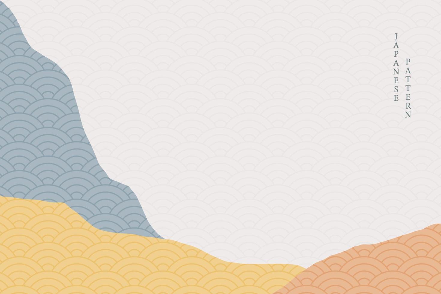 abstract wavy style background with japanese pattern vector