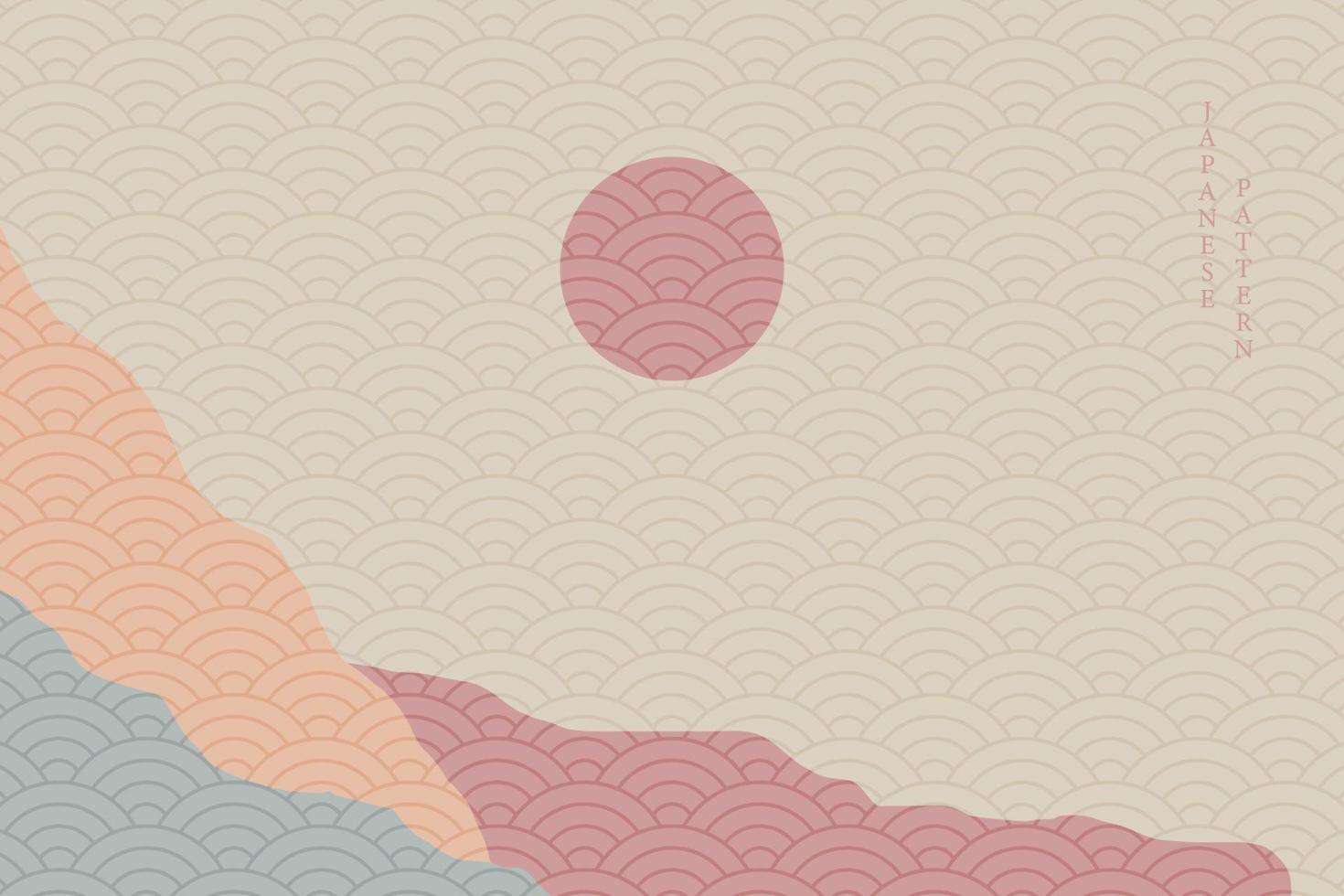 abstract wavy style background with japanese pattern vector