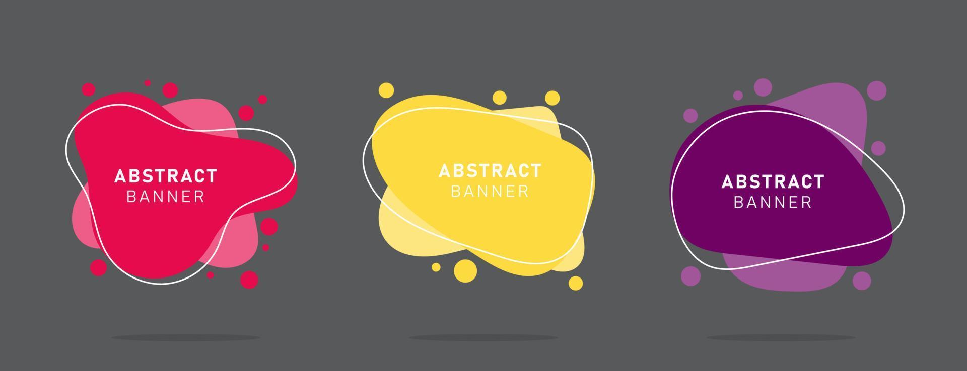 Set of modern flat abstract liquid blob banner vector