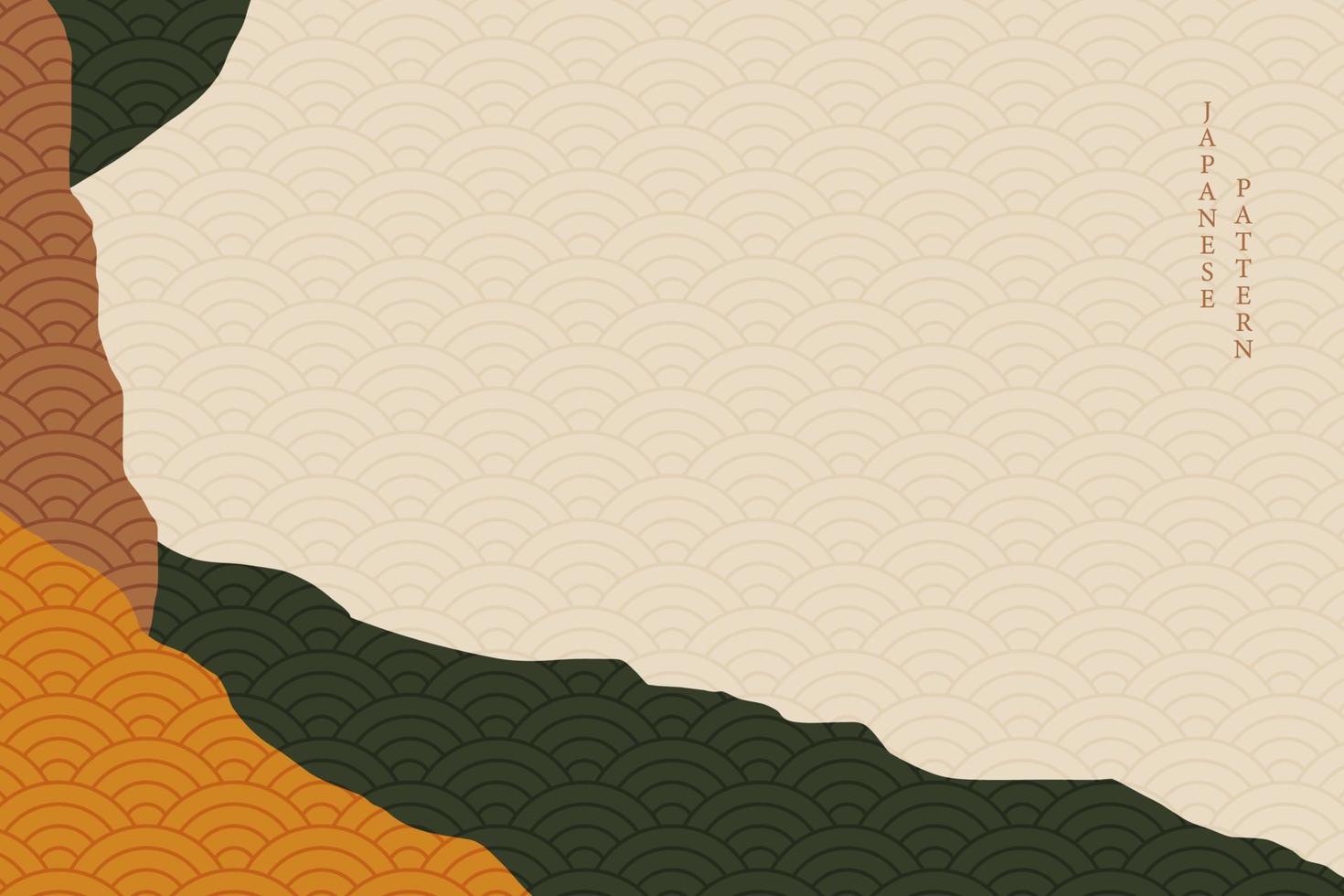abstract wavy style background with japanese pattern vector