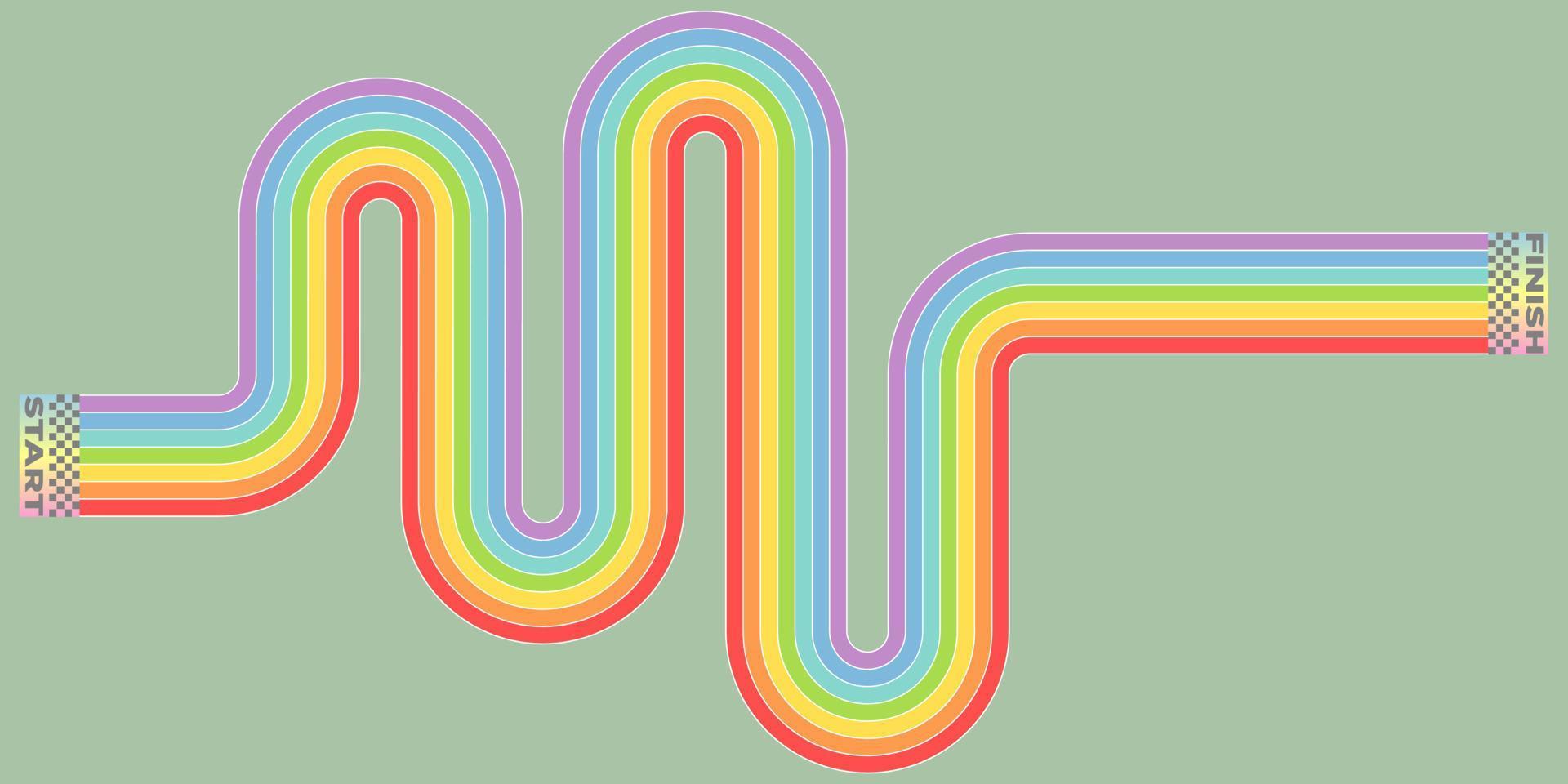 Abstract rugged running track with starting and finishing lines. vector