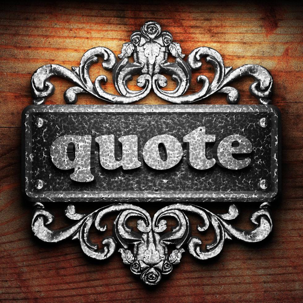quote word of iron on wooden background photo