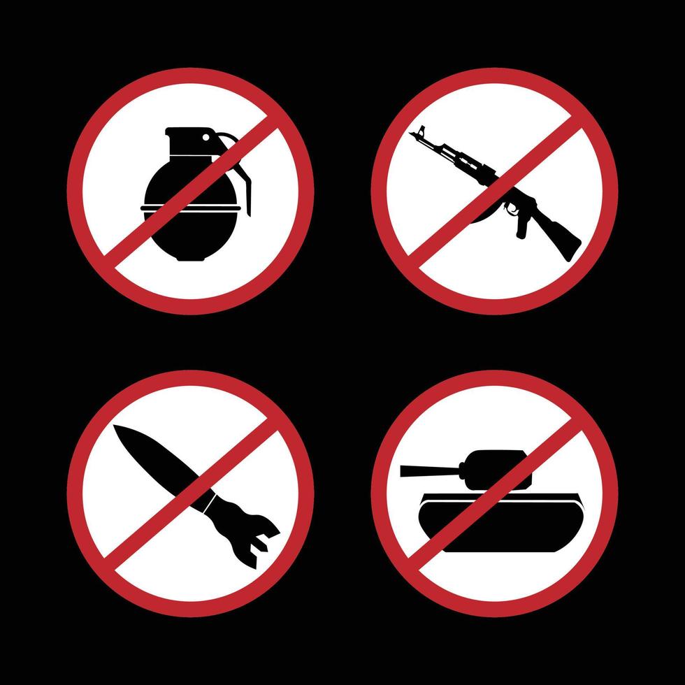 no war sign illustration set, no bomb, no tank, no weapon vector