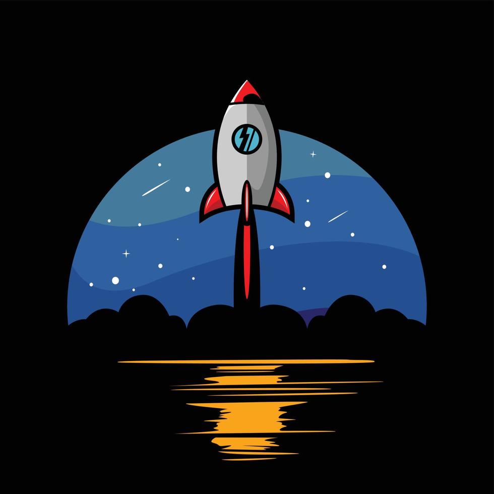 Rocket flying into space vector