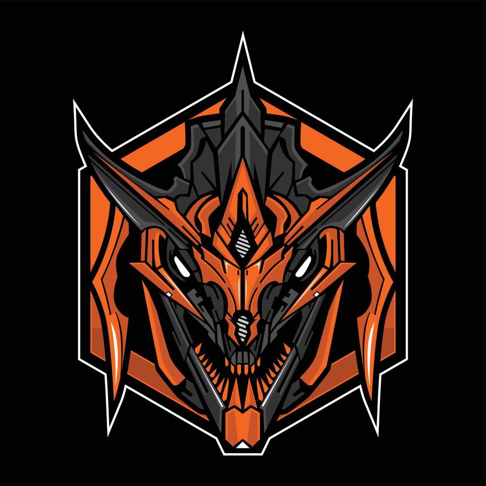 Mystical fantasy orange dragon head vector