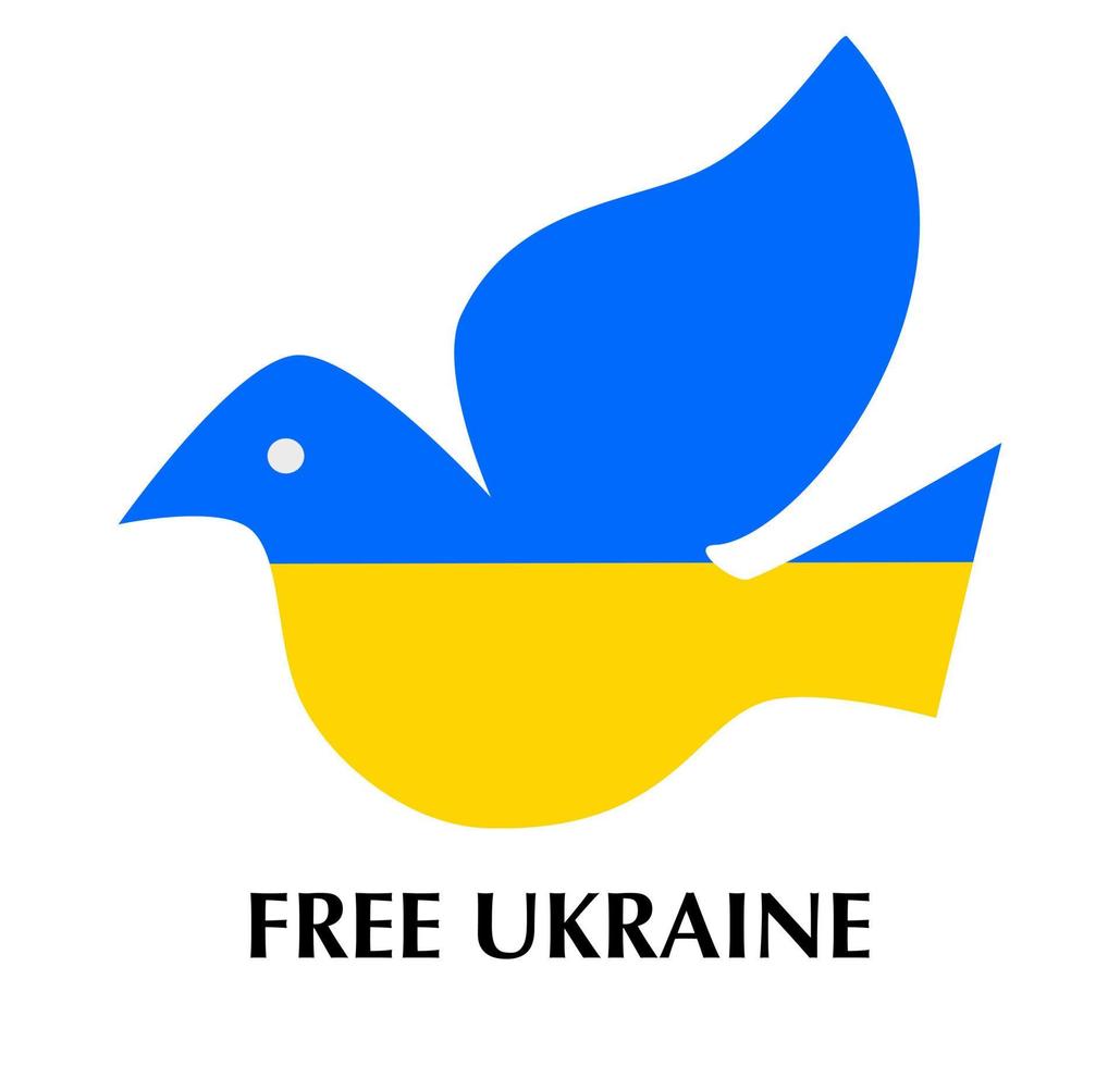 Ukrainian flag with freedom sign of bird. vector