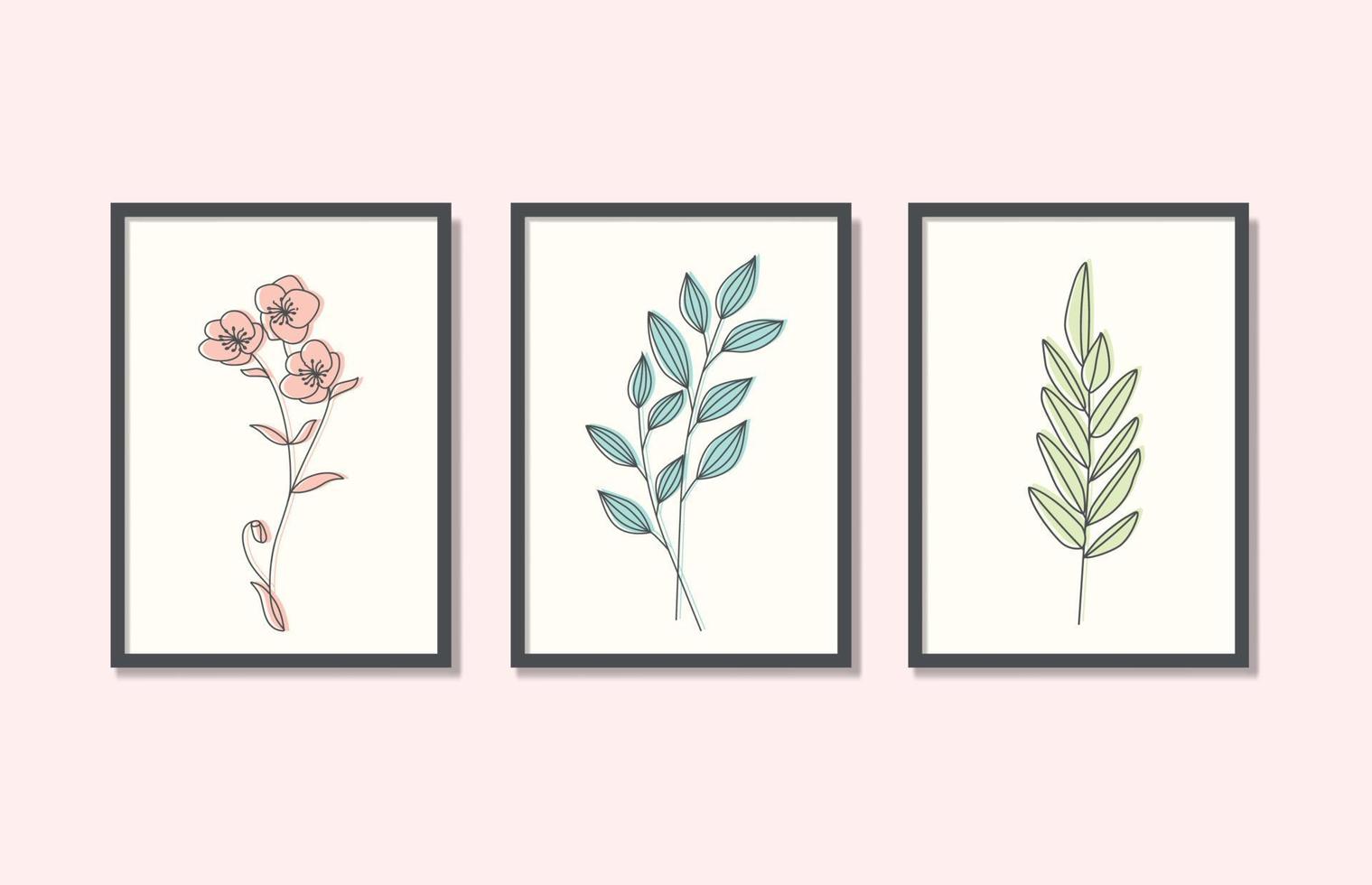 Botanical Line Drawing Boho Wall Art Design vector