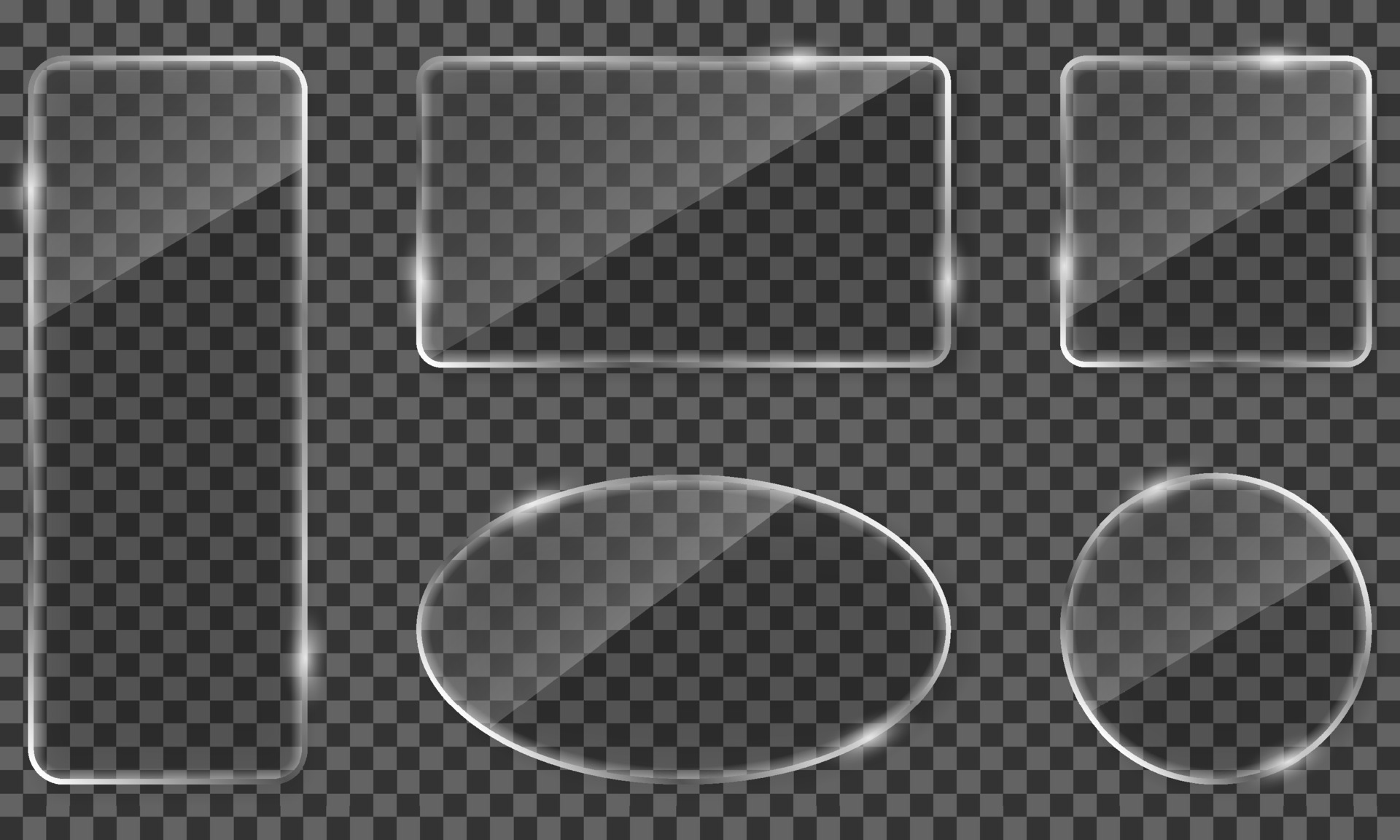 Set of Clear Shiny Frame Glass with different Shape and Border. 3D ...