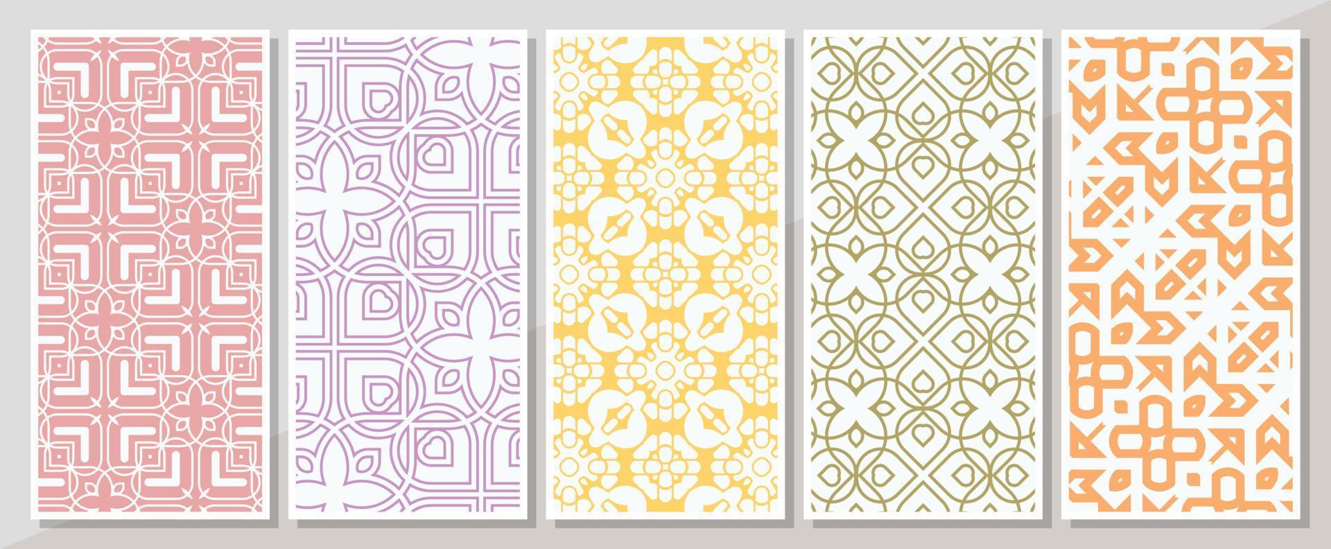 Colorful vertical banner with minimal pattern set vector