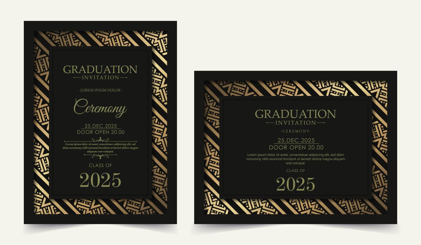 Luxury dark graduation invitation template with ornament border vector