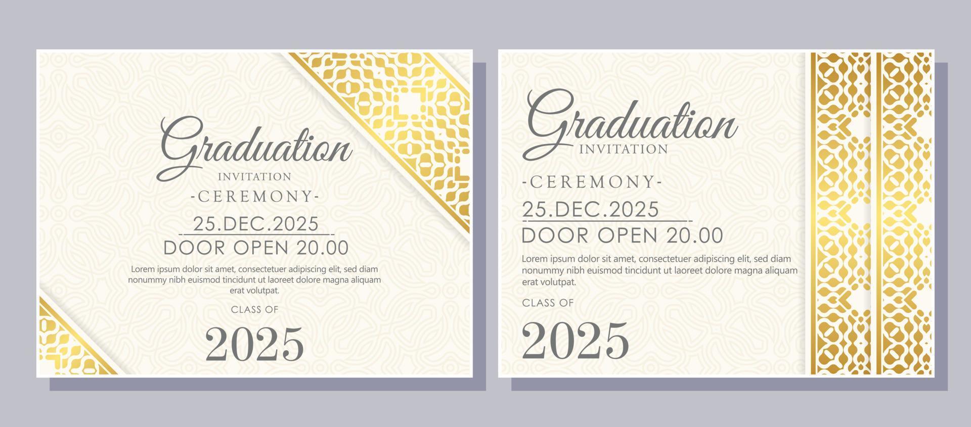 elegante plantilla de invitación de graduación con borde ornamental vector