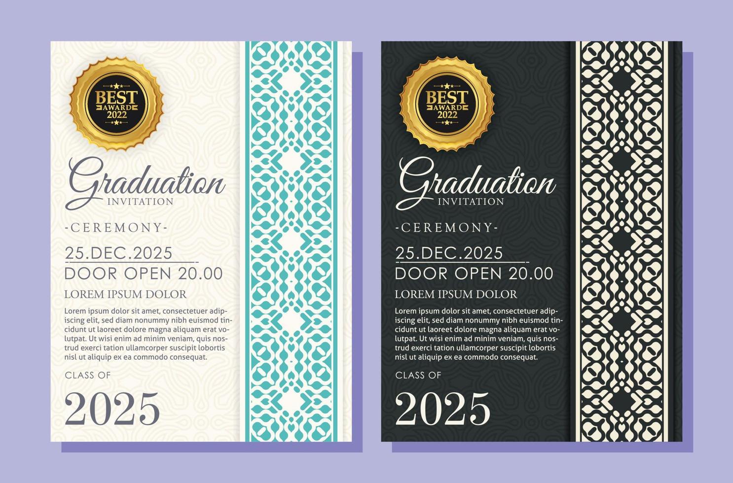 graduation invitation with ornament template vector