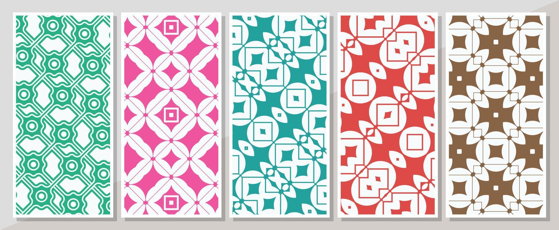 Colorful vertical banner with minimal pattern set vector