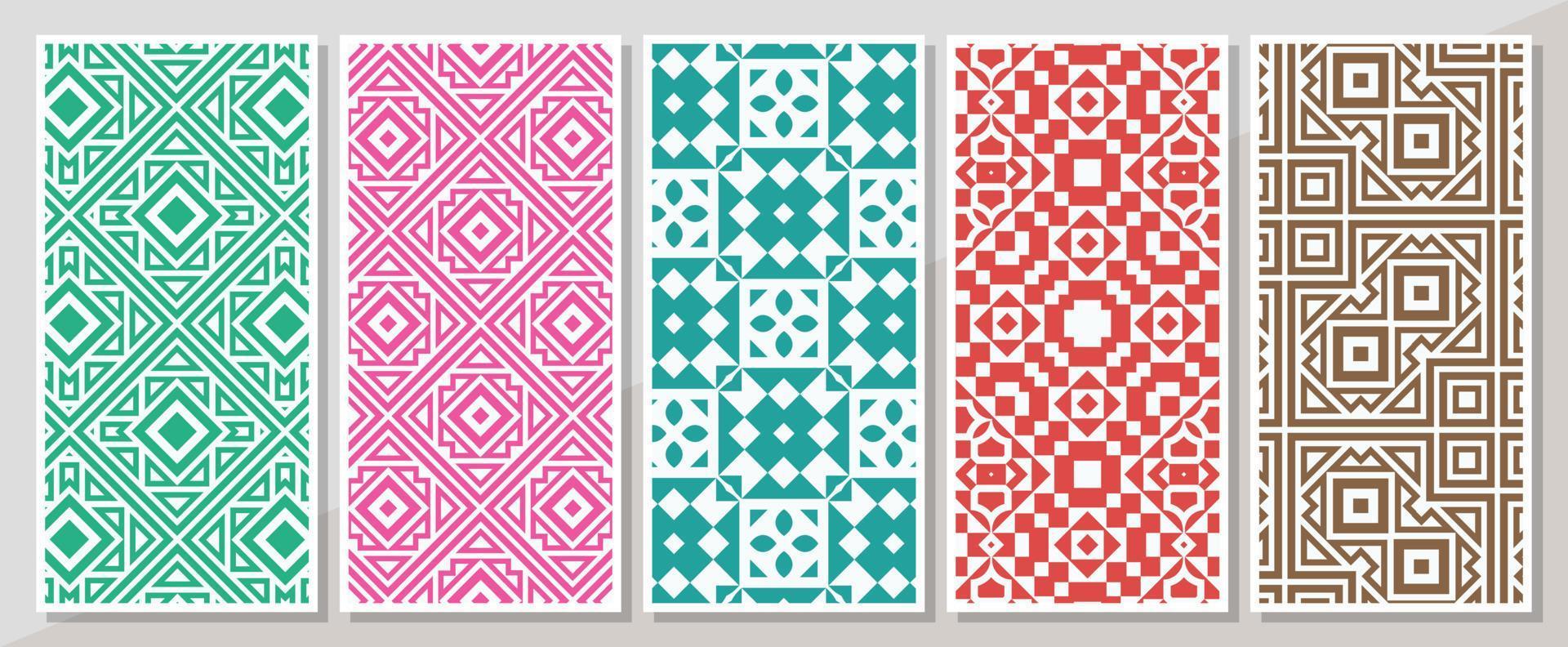 Colorful vertical banner with minimal pattern set vector