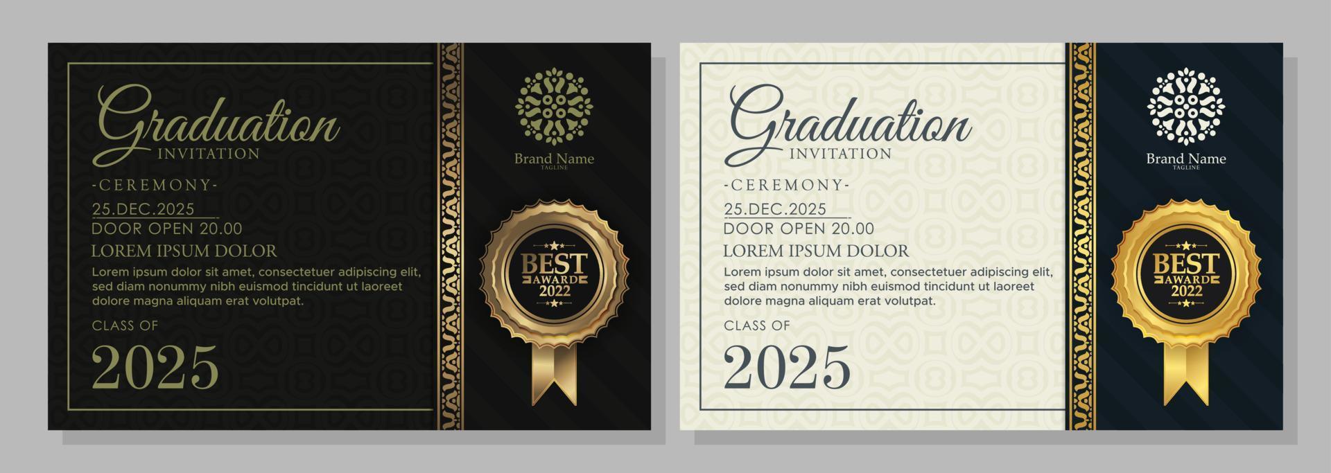 Elegant graduation invitation template with ornament vector